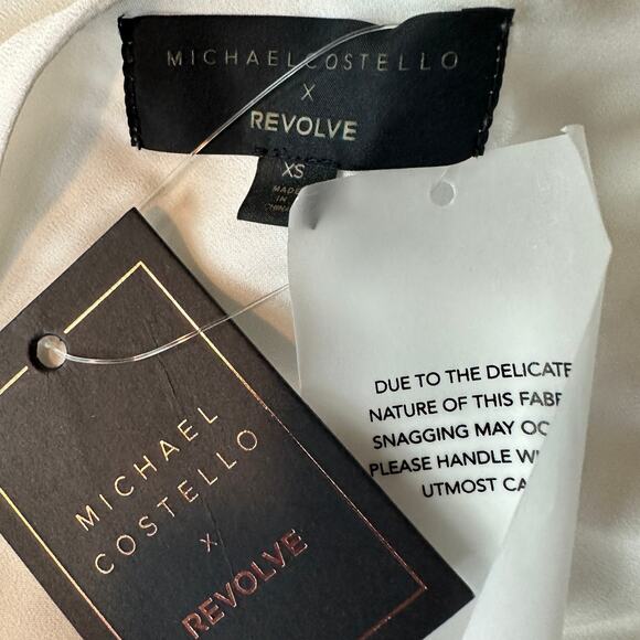 Michael Costello White One Shoulder Mini Dress XS Chiffon Ruched Ruffle $248 NEW - Picture 10 of 10